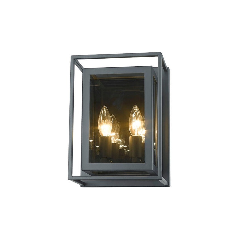 Z-Lite Infinity 8" 2-Light Misty Charcoal Wall Sconce With Smoke Mirror Glass Shade