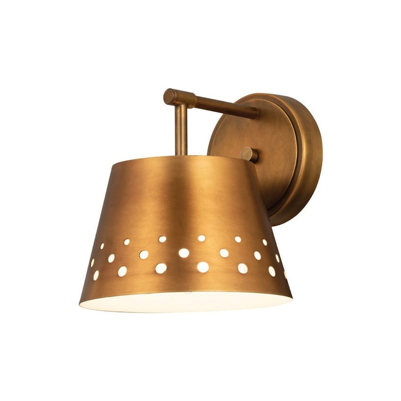 Z-Lite Katie 8" 1-Light Rubbed Brass Wall Sconce With Iron Rubbed Brass Shade