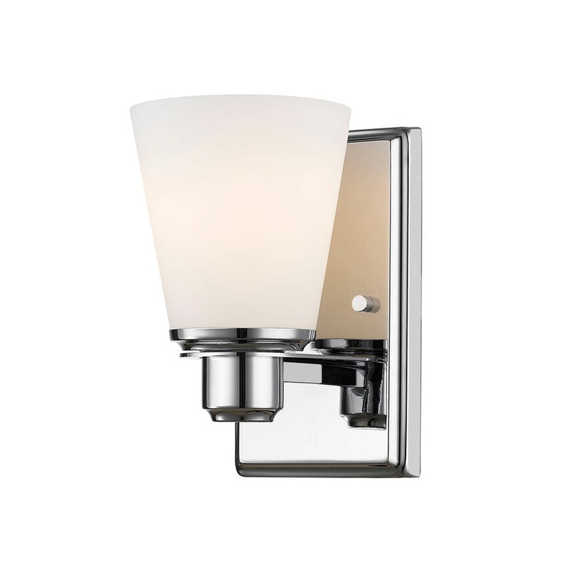 Z-Lite Kayla 5" 1-Light Chrome Wall Sconce With Matte Opal Glass Shade