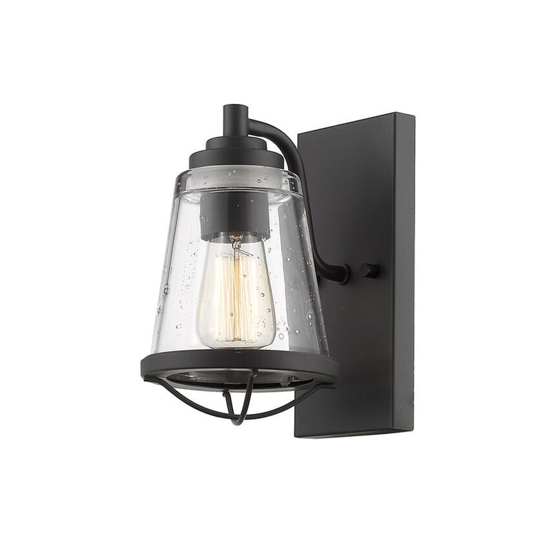 Z-Lite Mariner 6" 1-Light Bronze Wall Sconce With Clear Seedy Glass Shade