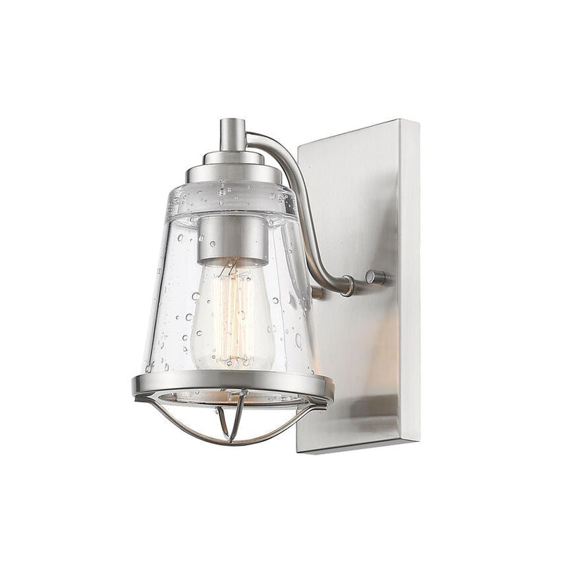 Z-Lite Mariner 6" 1-Light Brushed Nickel Wall Sconce With Clear Seedy Glass Shade