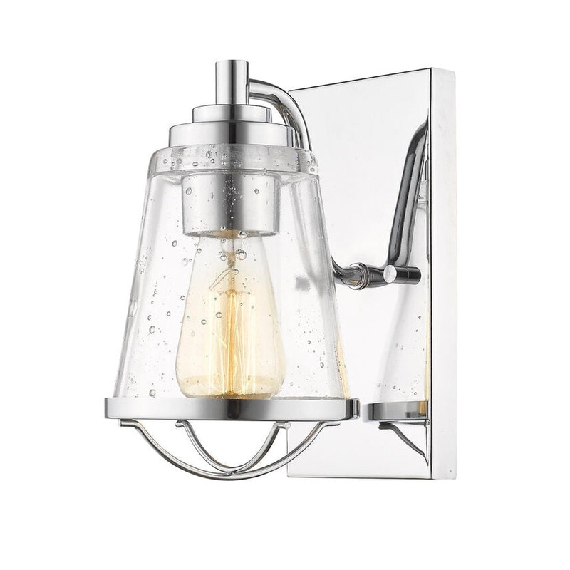 Z-Lite Mariner 6" 1-Light Chrome Wall Sconce With Clear Seedy Glass Shade