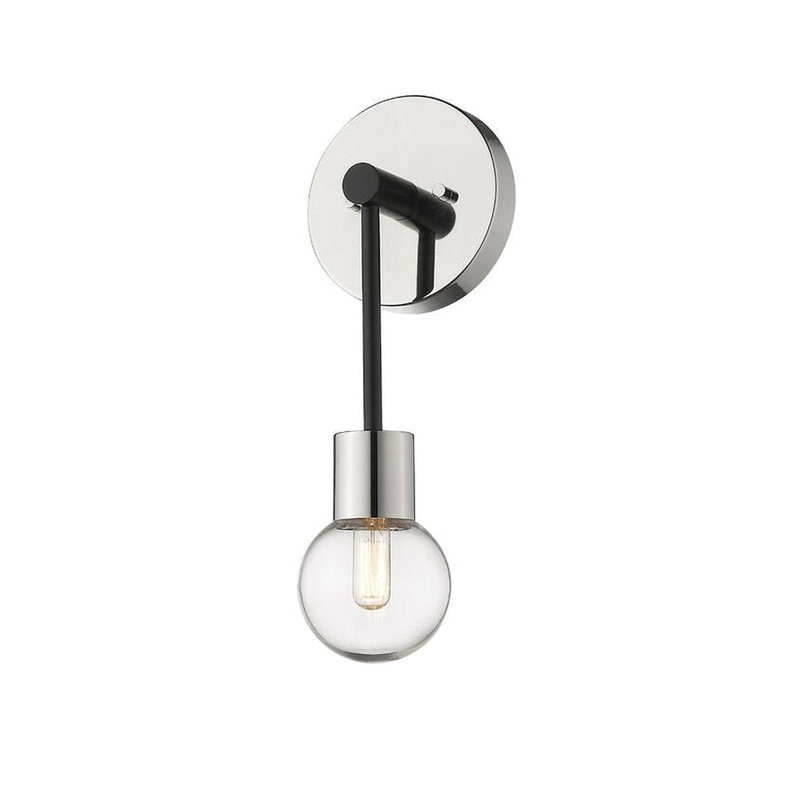 Z-Lite Neutra 6" 1-Light Matte Black and Polished Nickel Wall Sconce With Clear Glass Shade