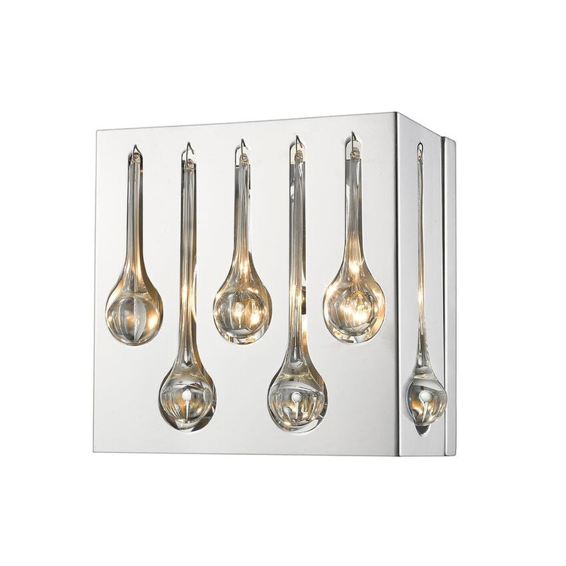 Z-Lite Oberon 9" 2-Light Chrome Wall Sconce With Steel and Crystal Shade