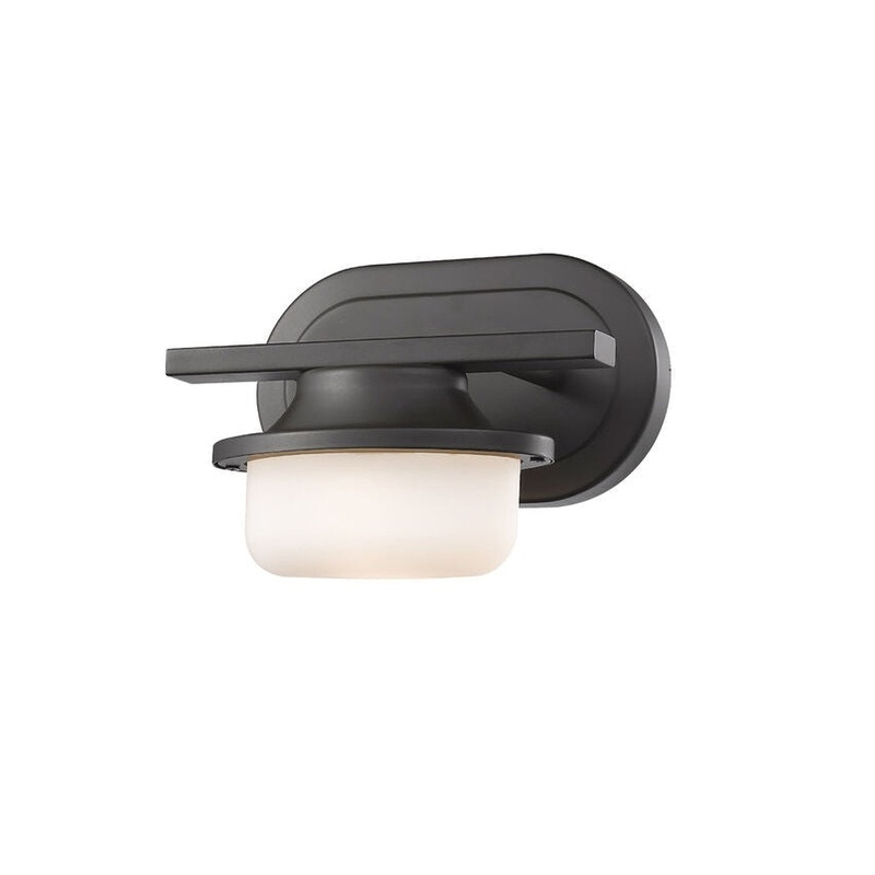 Z-Lite Optum 8" 1-Light LED Bronze Wall Sconce With Matte Opal Glass Shade