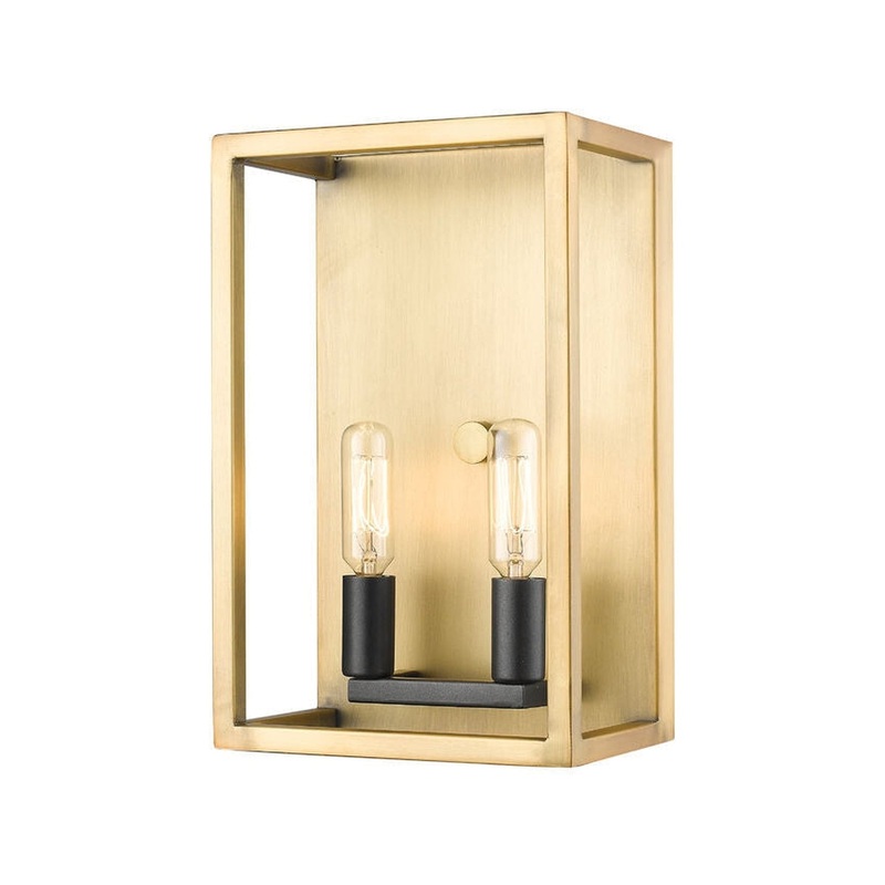 Z-Lite Quadra 5" 2-Light Olde Brass and Bronze Wall Sconce