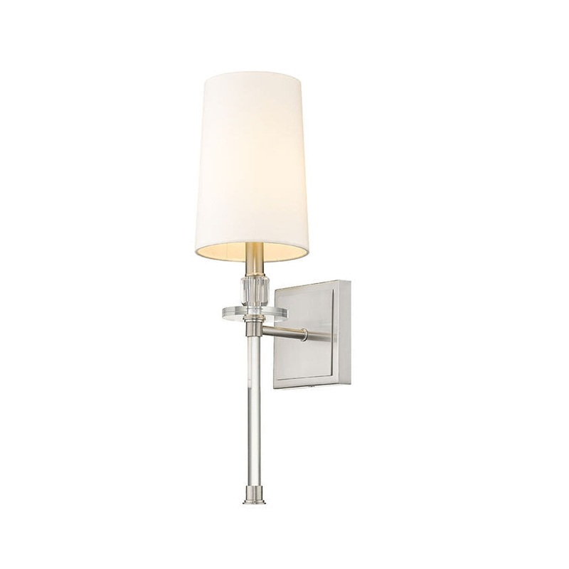Z-Lite Sophia 6" 1-Light Brushed Nickel Wall Sconce With White Fabric Shade