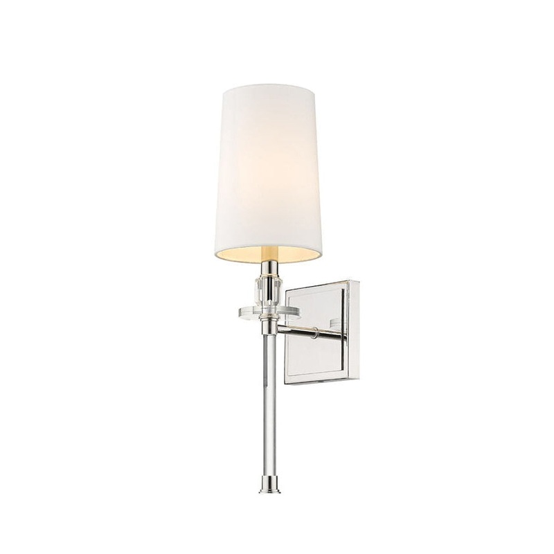 Z-Lite Sophia 6" 1-Light Polished Nickel Wall Sconce With White Fabric Shade