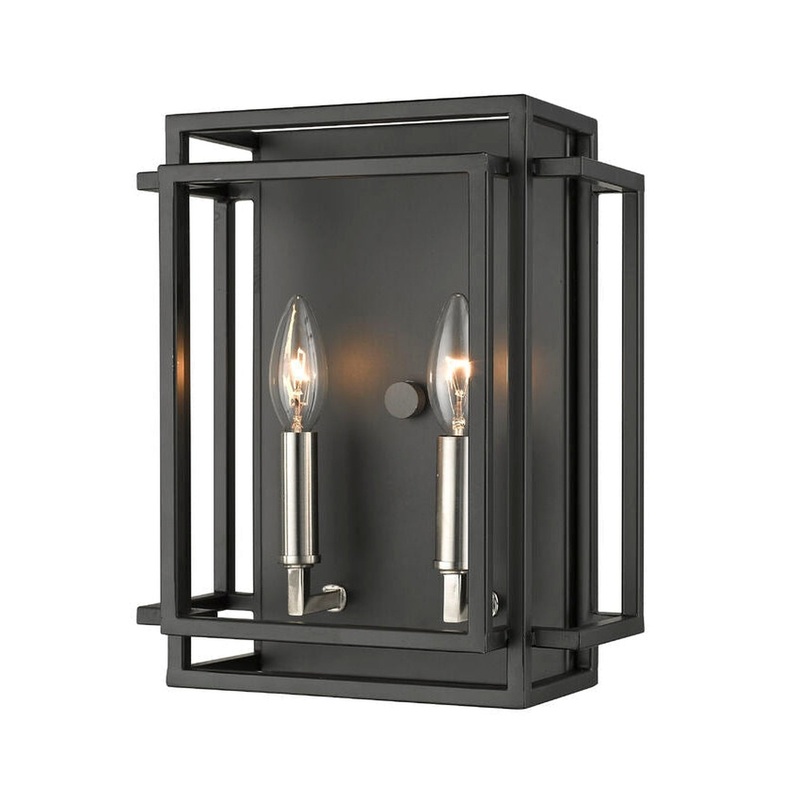 Z-Lite Titania 10" 2-Light Black and Brushed Nickel Wall Sconce