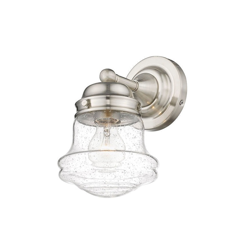 Z-Lite Vaughn 6" 1-Light Brushed Nickel Wall Sconce With Clear Seedy Glass Shade