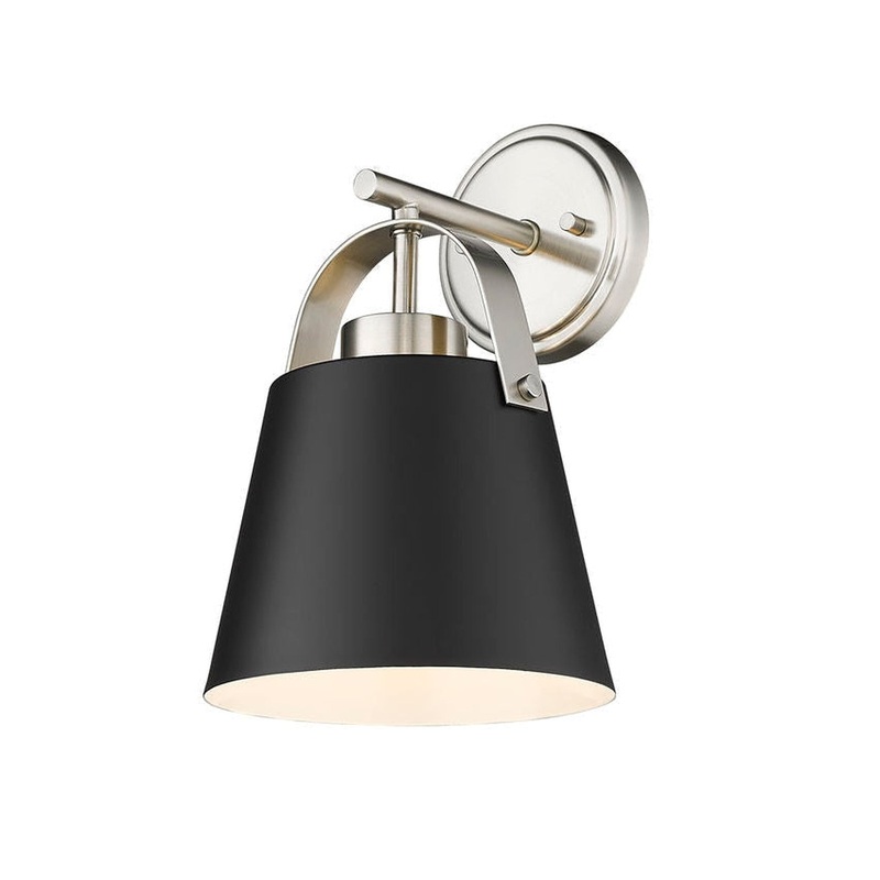 Z-Lite Z-Studio 8" 1-Light Matte Black and Brushed Nickel Wall Sconce With Matte Black Steel Shade