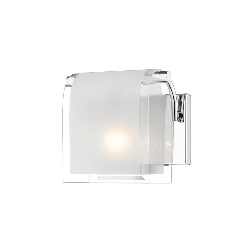 Z-Lite Zephyr 8" 1-Light Chrome Wall Sconce With Clear Beveled and Frosted Glass Shade
