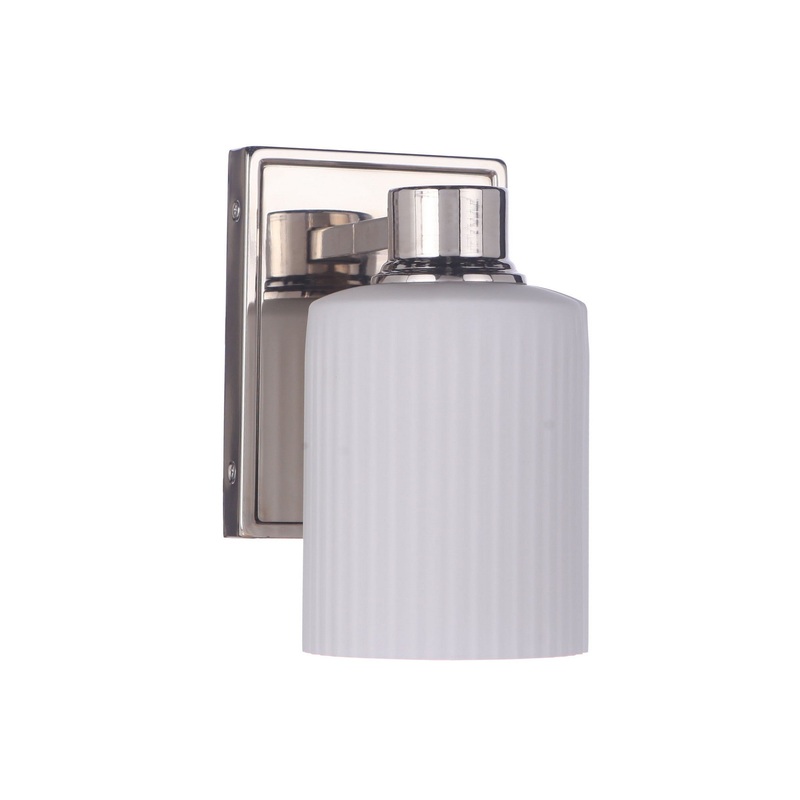 Craftmade Bretton 5" x 8" 1-Light Polished Nickel Wall Sconce With White Fluted Glass Shades