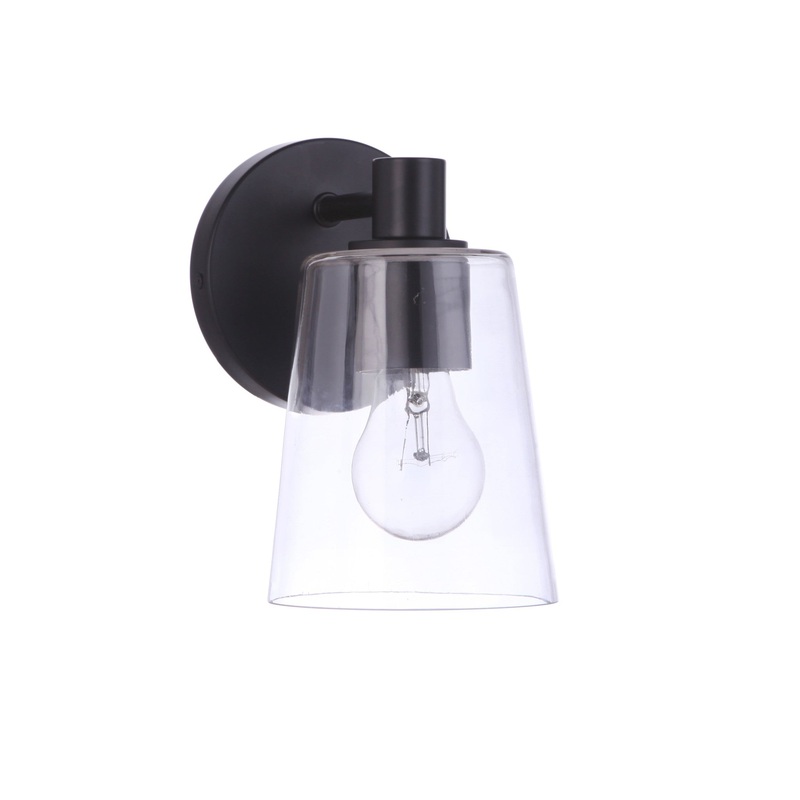 Craftmade Emilio 5" x 8" 1-Light Flat Black Wall Sconce With Clear Glass Shade