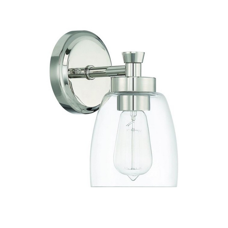 Craftmade Henning 5" x 9" 1-Light Polished Nickel Wall Sconce With Clear Glass Shade