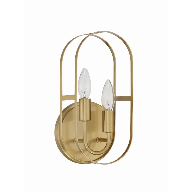 Craftmade Mindful 6" x 12" 2-Light Satin Brass Wall Sconce With Arched Metal Frames