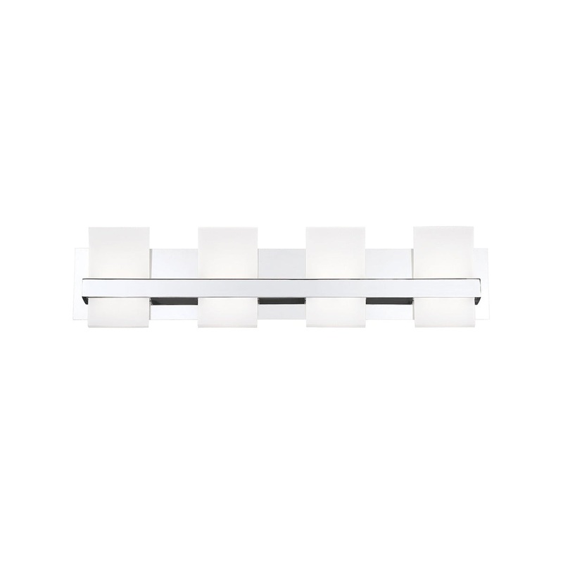 Eurofase Lighting Cambridge 29" 4-Light Dimmable Chrome Integrated LED Bath Bar With Frosted Acrylic Shades