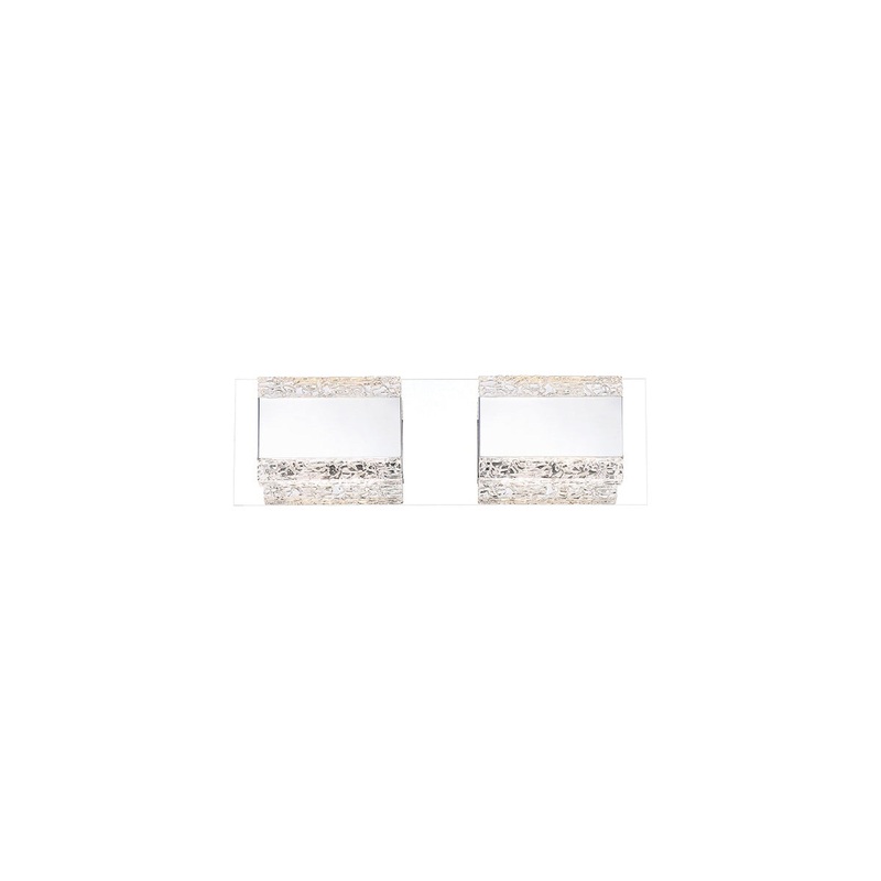 Eurofase Lighting Nelson 15" 2-Light Dimmable Chrome Integrated LED Bath Bar With Pressed Glass Shades