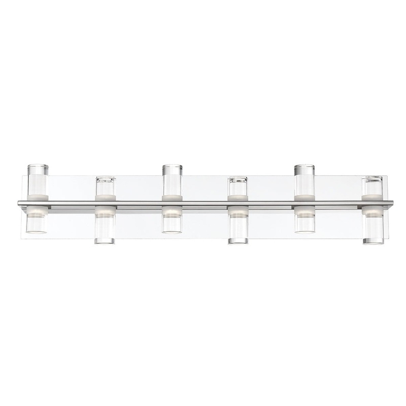 Eurofase Lighting Netto 32" 6-Light Dimmable Integrated LED Chrome Metal Bath Bar With Clear Acrylic Shades