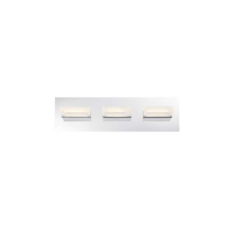 Eurofase Lighting Olson 18" 3-Light Dimmable Integrated LED Chrome Metal Bath Bar With Frosted Acrylic Shades