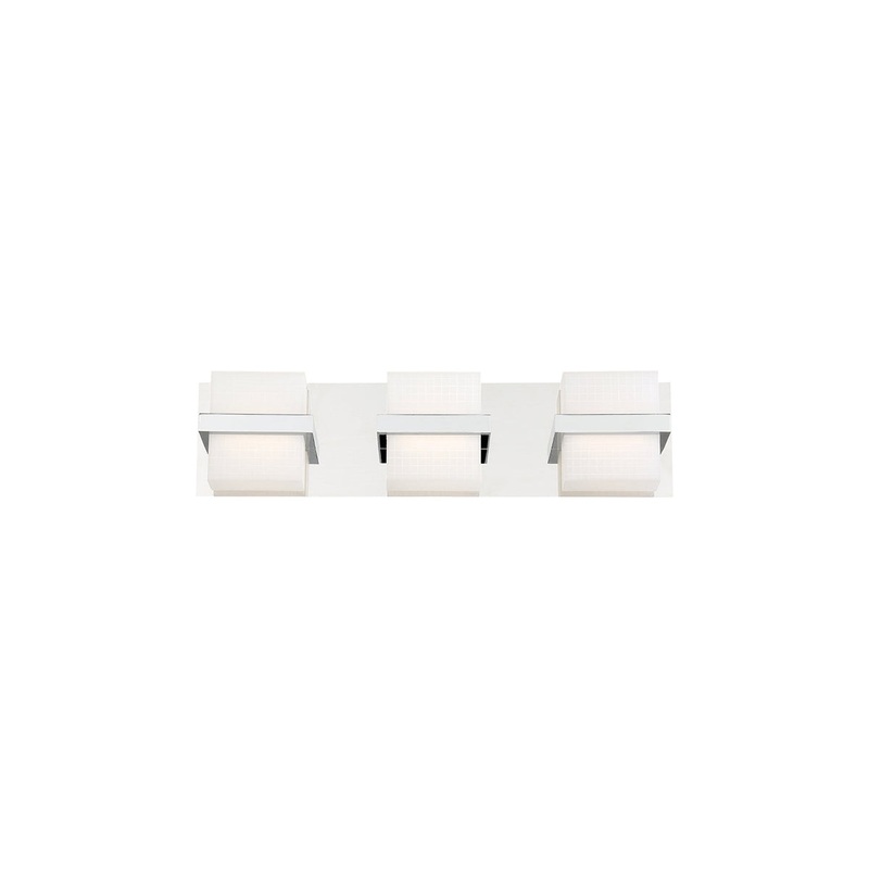 Eurofase Lighting Raylan 21" 3-Light Dimmable Chrome Integrated LED Bath Bar With Frosted Cube Shades