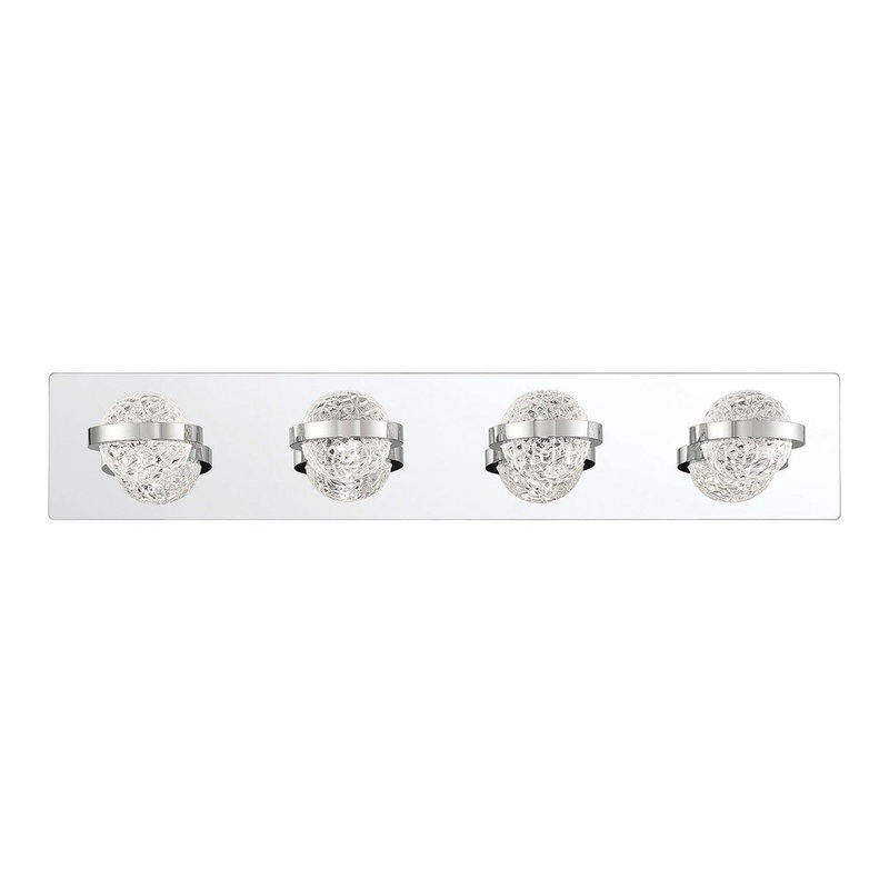 Eurofase Lighting Ryder 26" 4-Light Dimmable Integrated LED Chrome Bath Bar With Clear Glass Orb Shades