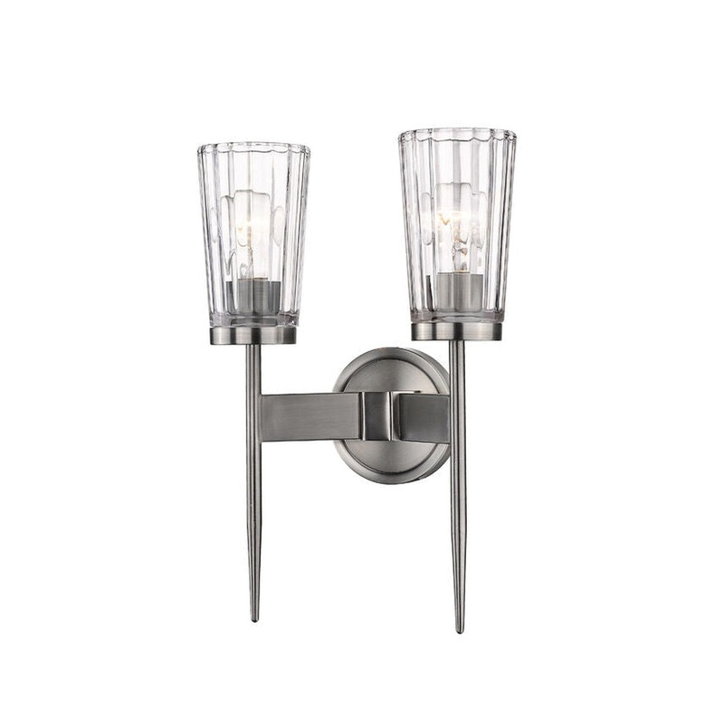 Z-Lite Flair 11" 2-Light Antique Nickel Wall Sconce With Clear Glass Shade