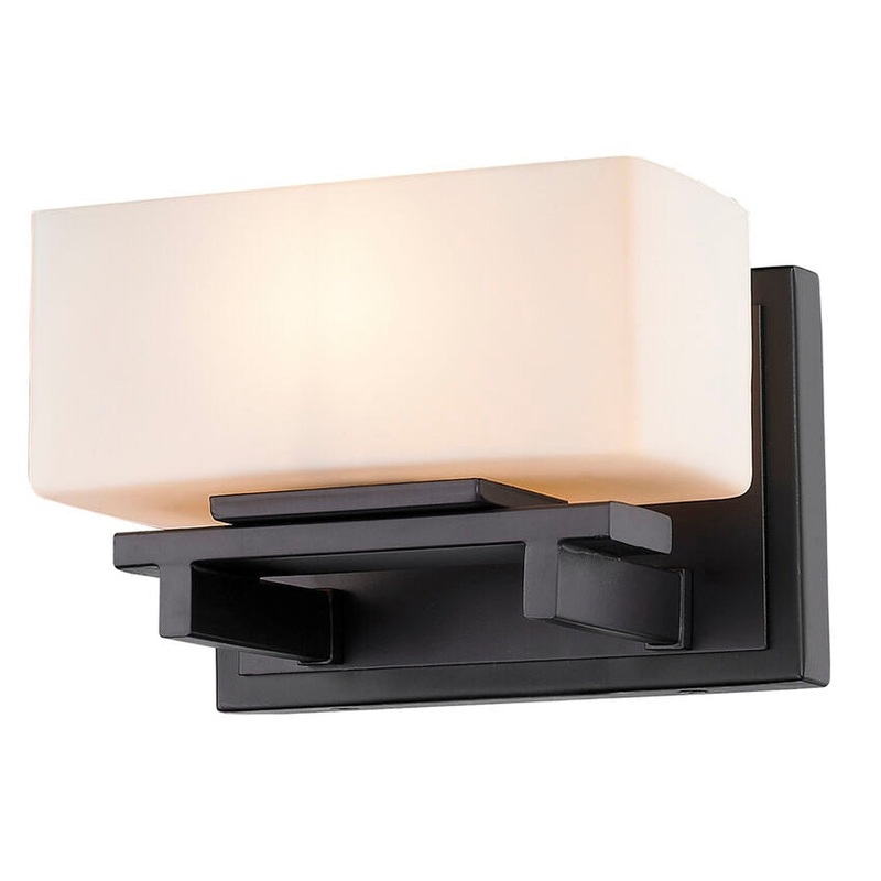 Z-Lite Kaleb 8" 1-Light LED Matte Opal Glass Shade Wall Sconce With Bronze Frame Finish