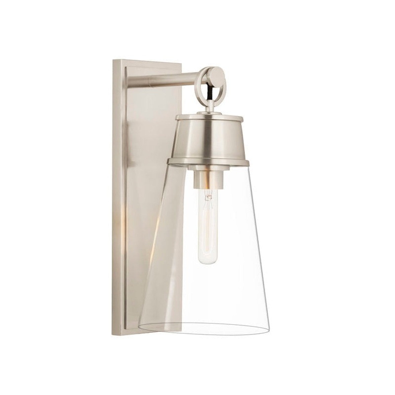 Z-Lite Wentworth 8" 1-Light Brushed Nickel Wall Sconce With Clear Glass Shade