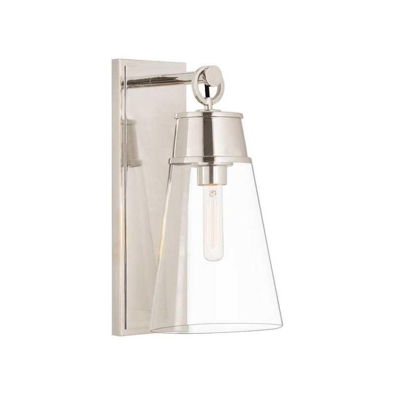 Z-Lite Wentworth 8" 1-Light Polished Nickel Wall Sconce With Clear Glass Shade
