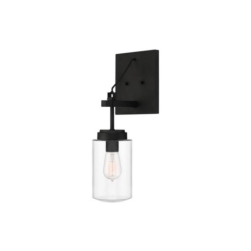 Craftmade Crosspoint 7" x 19" 1-Light Espresso Wall Sconce With Clear Glass Canister Shade