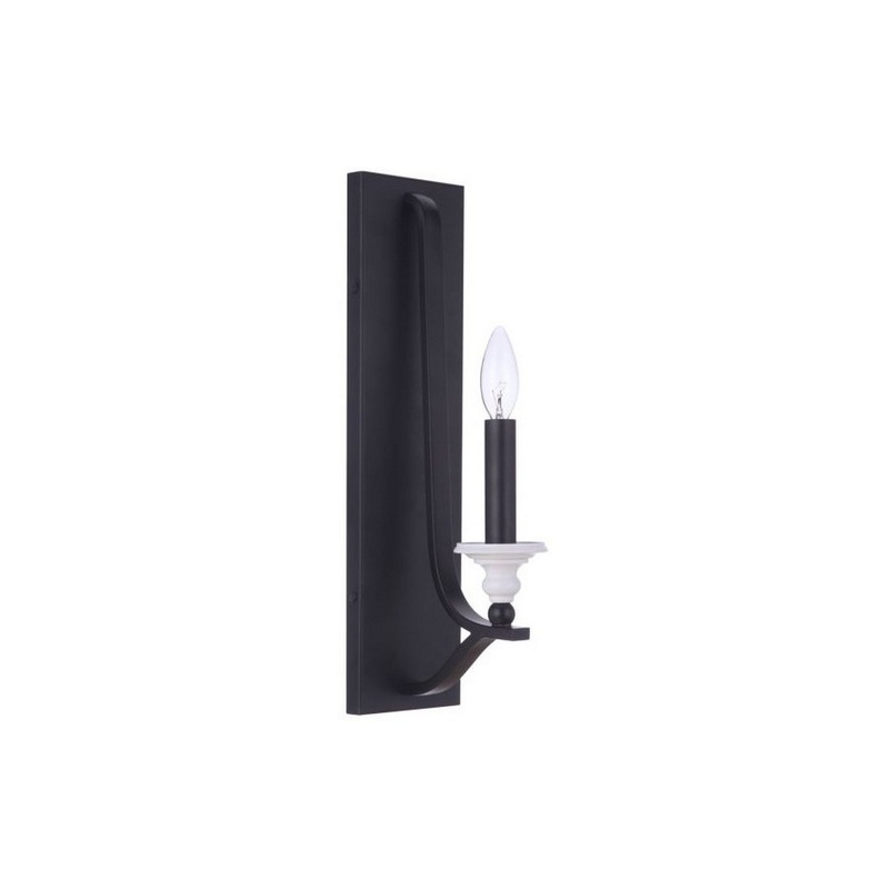 Craftmade Esme 5" x 18" 1-Light Flat Black and Matte White Candle-Style Wall Sconce