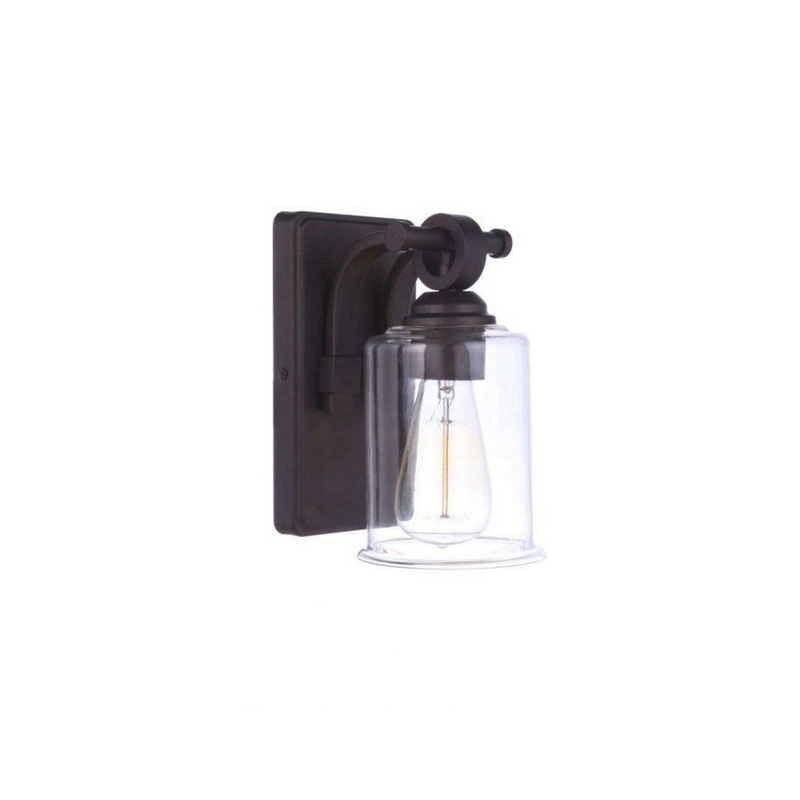 Craftmade Romero 5" x 9" 1-Light Espresso Wall Sconce With Clear Glass Shade