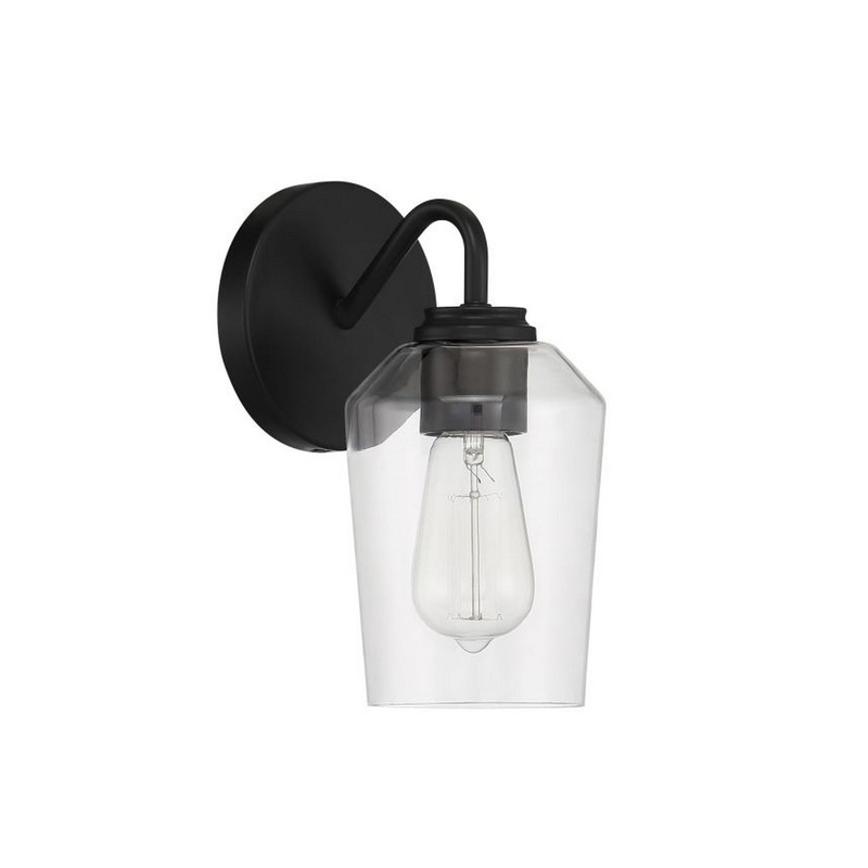 Craftmade Shayna 5" x 11" 1-Light Flat Black Wall Sconce With Clear Glass Shade