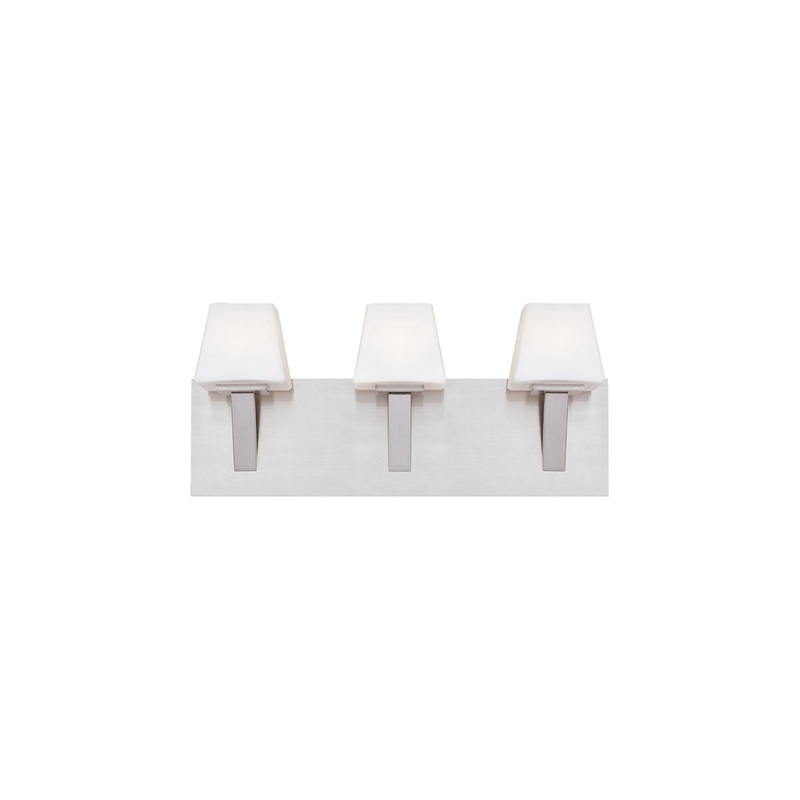 Eurofase Lighting Anglo 19" 3-light Dimmable Halogen Bulb Satin Nickel Bath Bar With Opal White Shades