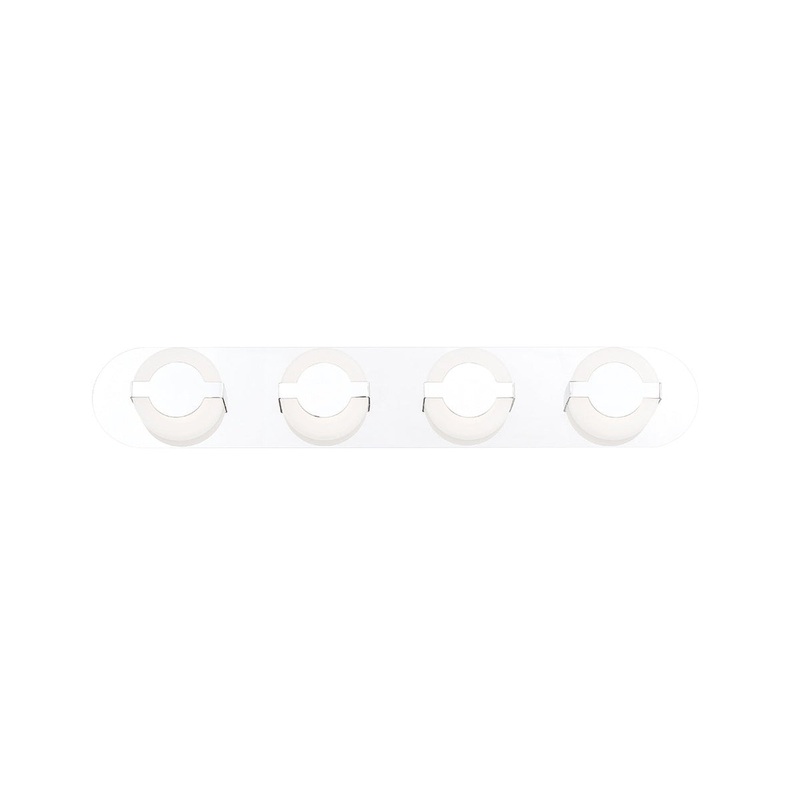 Eurofase Lighting Balewood 29" 4-Light Dimmable Chrome Integrated LED Bath Bar With Circular Frosted Acrylic Shades