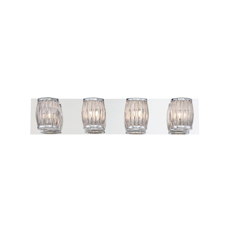 Eurofase Lighting Barile 25" 4-light Dimmable Halogen Bulb Chrome Bath Bar With Barrel Shaped Clear Glass Shades