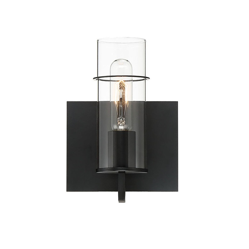 Eurofase Lighting Pista 6" Dimmable Incandescent Black Wall Sconce With Clear Glass Shade