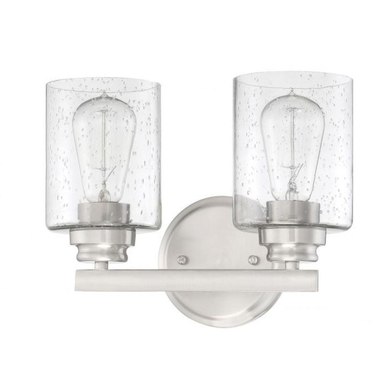 Craftmade Bolden 11" 2-Light Brushed Polished Nickel Vanity Light With Clear Seeded Glass Shades