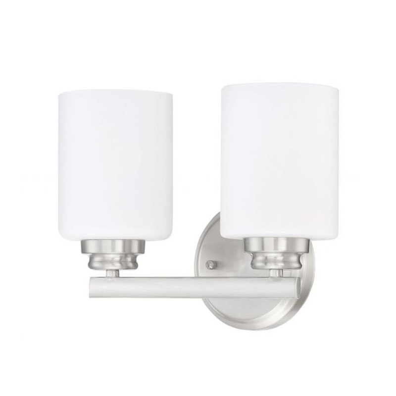 Craftmade Bolden 11" 2-Light Brushed Polished Nickel Vanity Light With White Frosted Glass Shades