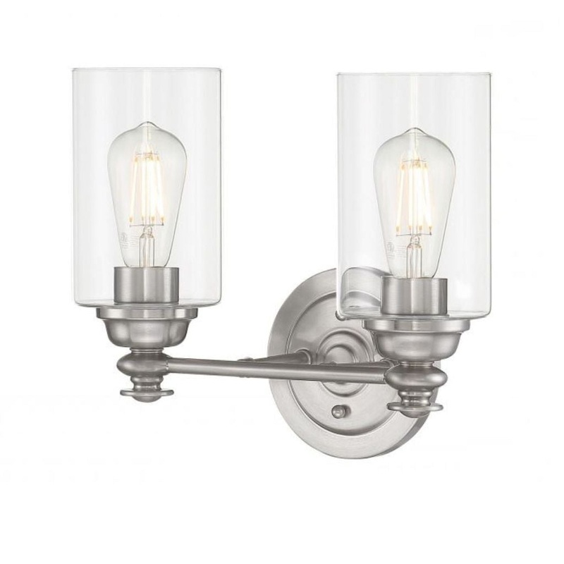 Craftmade Dardyn 13" 2-Light Brushed Polished Nickel Vanity Light With Clear Glass Shades
