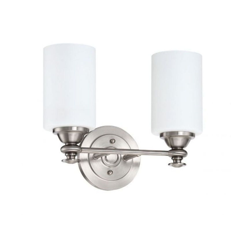 Craftmade Dardyn 13" 2-Light Brushed Polished Nickel Vanity Light With White Frosted Glass Shades