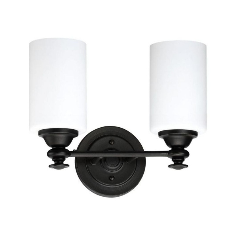 Craftmade Dardyn 13" 2-Light Espresso Vanity Light With White Frosted Glass Shades
