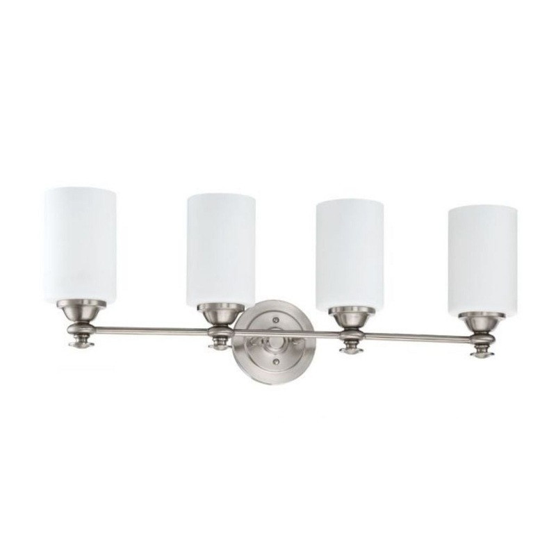 Craftmade Dardyn 30" 4-Light Brushed Polished Nickel Vanity Light With White Frosted Glass Shades