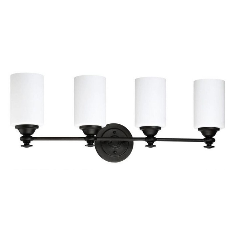 Craftmade Dardyn 30" 4-Light Espresso Vanity Light With White Frosted Glass Shades