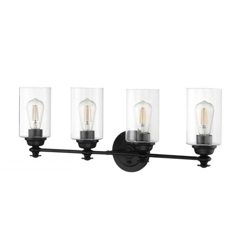 Craftmade Dardyn 30" 4-Light Flat Black Vanity Light With Clear Glass Shades