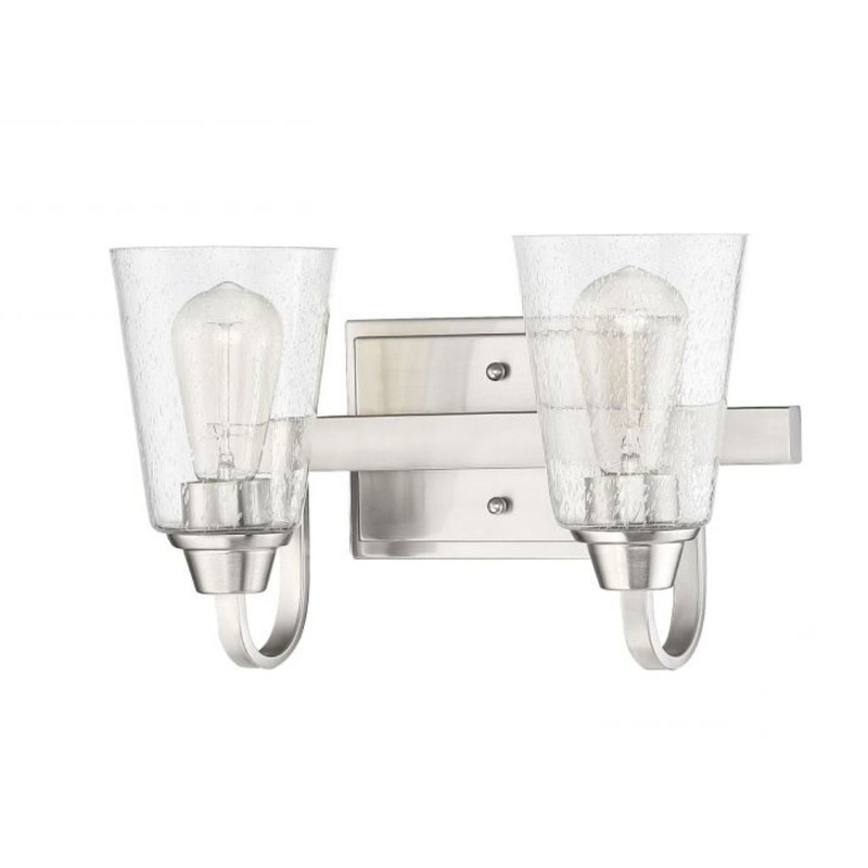 Craftmade Grace 14" 2-Light Brushed Polished Nickel Vanity Light With Clear Seeded Glass Shades