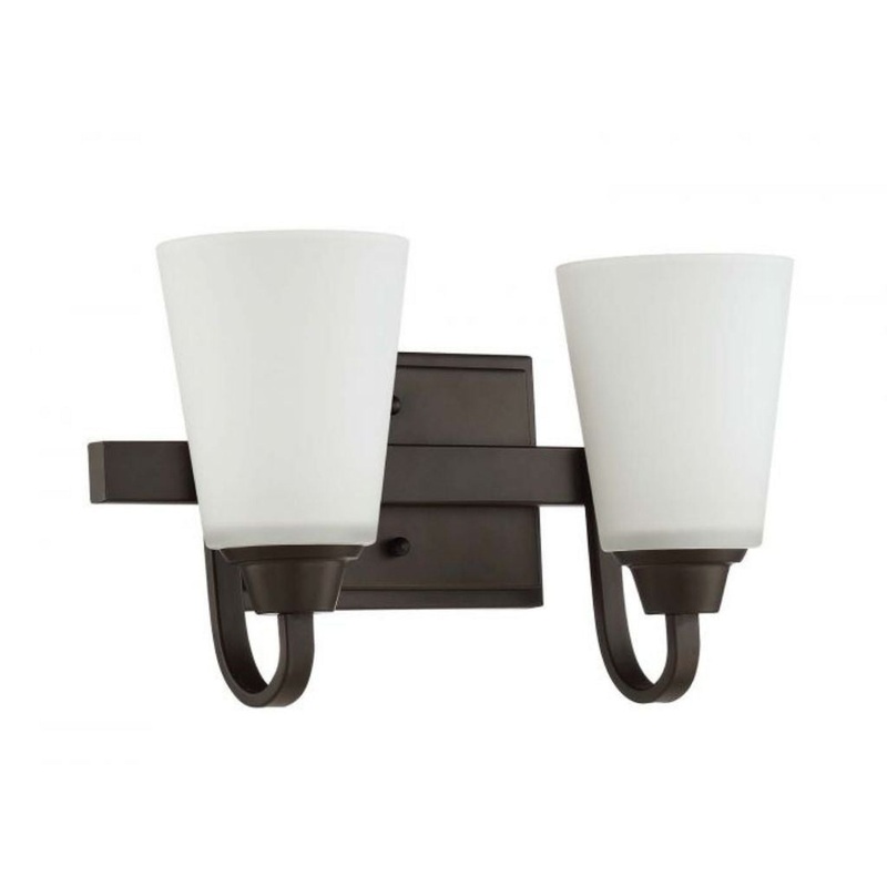 Craftmade Grace 14" 2-Light Espresso Vanity Light With White Frosted Glass Shades