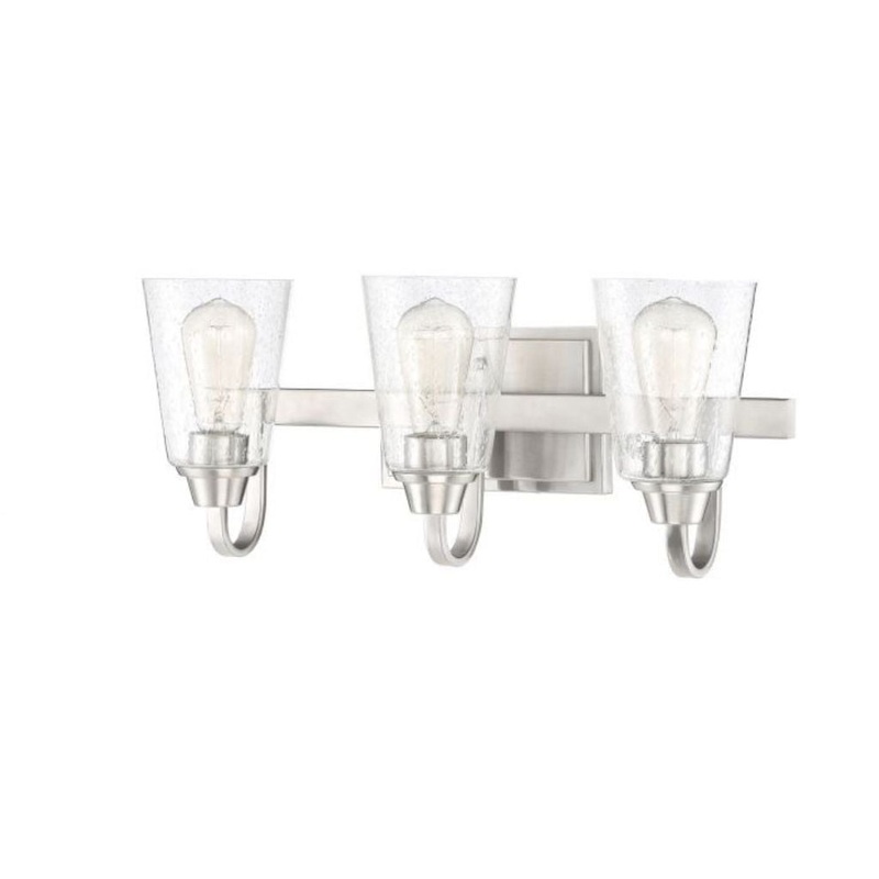 Craftmade Grace 21" 3-Light Brushed Polished Nickel Vanity Light With Clear Seeded Glass Shades