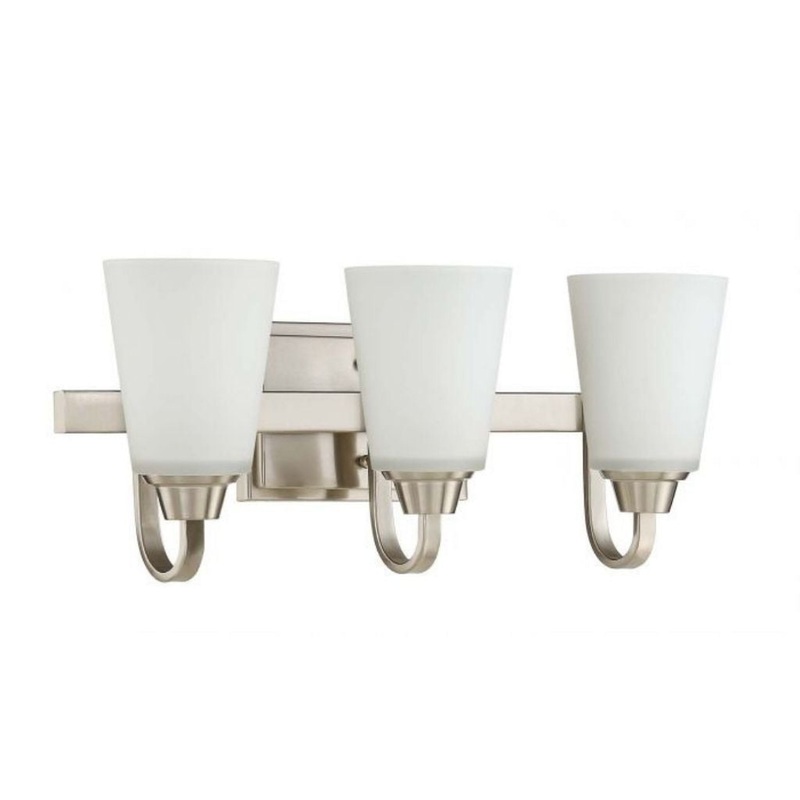 Craftmade Grace 21" 3-Light Brushed Polished Nickel Vanity Light With White Frosted Glass Shades